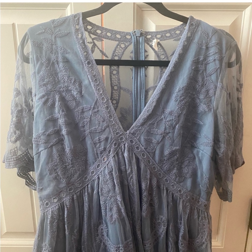 Blue pink blush maternity dress
